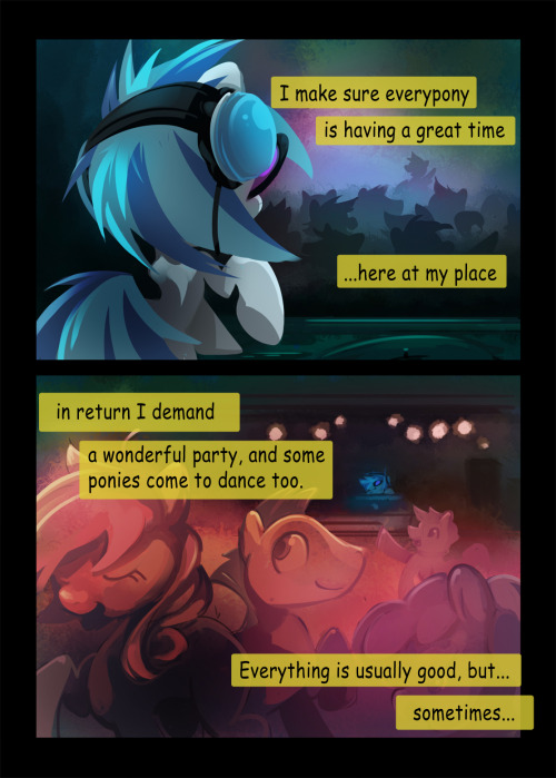 tehflah:  star-flare:  Dj-pon3 comic I comic I did some time ago for a fanbook project   Wow… This is spectacular!  Fuck me, look at that art style!