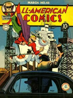 greatcomicbookcovers:  All-American Comics #48, by Irwin Hasen (Featuring the Golden Age Green Lantern)RIP Irwin Hasen (DC’s last surviving artist from the Golden Age/WW2 period)