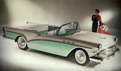doyoulikevintage:  Buick 1957   This car is the reason there are signs at all gas stations telling you to shut off your engine while fueling.  It burns gas faster than the pump at the station can fill its tank.  lol.