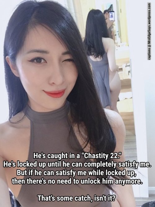 lookingforatvortsmistress:mrsvanillaedge:  Chastity catch  Mrs Edge says that it’s the best kind of catch there is.   We are all looking for this catch-22.