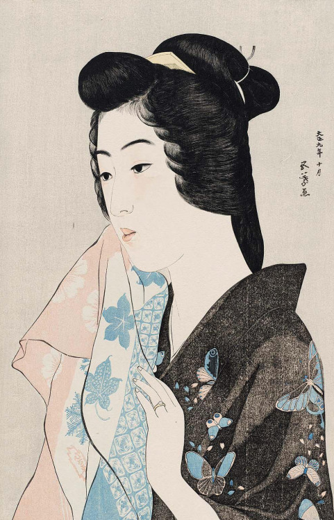 japaneseaesthetics: Woman with a Towel (Portrait of Hisae) Hashiguchi Goyô (Japanese, 1881&nda