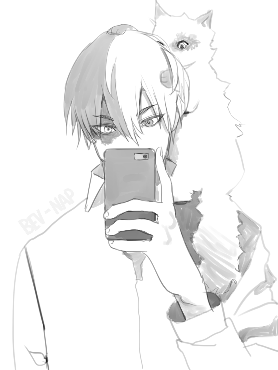♡... — bev-nap: Todoroki takin a mirror selfie with his...