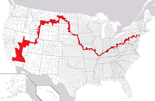 kickin-jeans:  cutestprincess:  mapsontheweb: You CAN connect NYC and LA using non-rectangular counties.  Petition to make this a new state   gerrymandering 2 