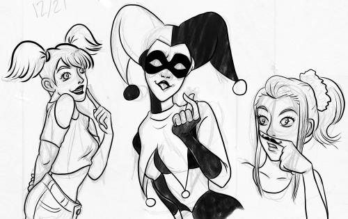 Pulled up some Harley sketches to go over and get my digital art arm working again. The left is a bt