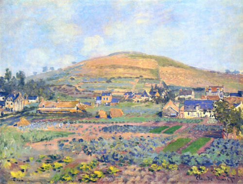 artist-monet:The Mount Riboudet in Rouen at Spring, 1872, Claude Monet
