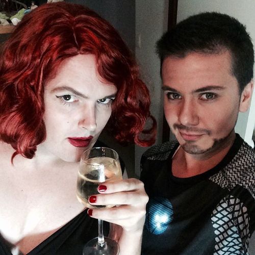 Courtney and I are at a costume party&hellip; In reverse #natasharomanoff #tonystark #scarlettjo