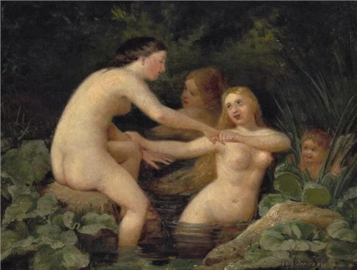 lesbianarthistory:  Elisabeth Jerichau-Baumann – Bathing Nymphs (19th c.)