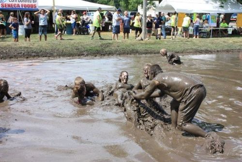 After the mud volleyball game- time for a little fun