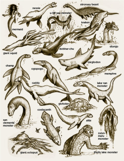 mawoffenris:  unexplained-events:  Sea Cryptids   These are by Rick Spears and were featured in the book Tales of the Cryptids. I happen to own this book and recognized it immediately. unexplained-events