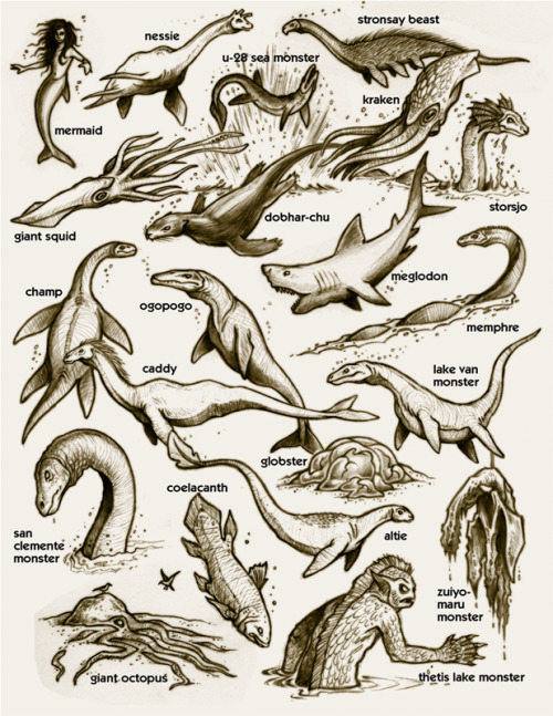 mawoffenris:unexplained-events:Sea Cryptids These are by Rick Spears and were featured in the book T