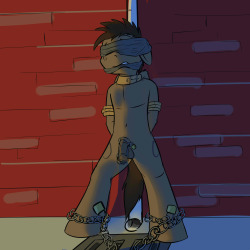 Alex seems to be in a bit of a pickle, tied up to the alleyway gutter pipe. Stream Request