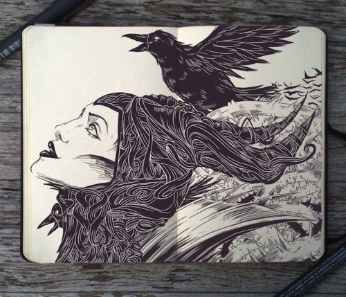 XXX mymodernmet:  Using just pencil and pen, photo