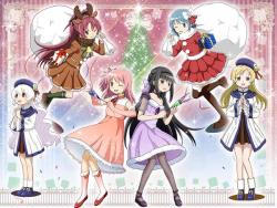thekusabi:  Madoka Magica official artwork from the online game’s Christmas event. 