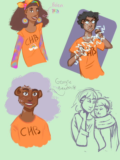some doodles of the pjao tma au,, some hcs under the cuthelen, 17 - she’s an iris kid. pretty normal