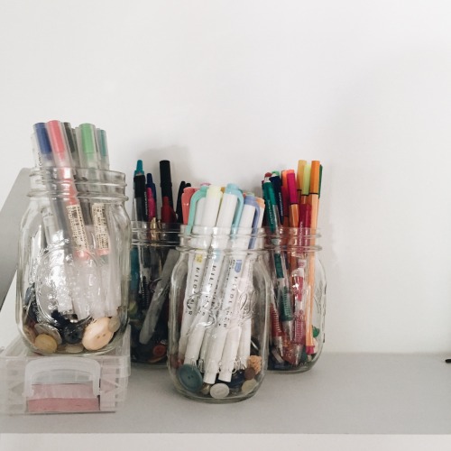 littlemonstrosities:06.23.16 // my new desk area is far from finished, but at least it’s neat for no