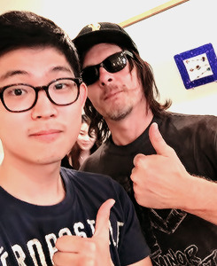 reedusnorman:  Andrew Lincoln, Norman Reedus &amp; Steven Yeun with fans in Atlanta