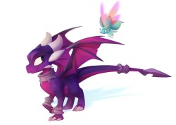 nicholaskole:  Cynder Reignited!  I’m keen to explore what a gang of lady elder dragons might look like, but first things first: Cynder &amp; Sting her dragonfly(esque) best bud, imagined in the style of the Reignited Trilogy. Unofficial fanart for