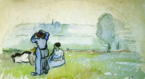 Fan Project, Camille PissarroMedium: watercolor,paperhttps://www.wikiart.org/en/camille-pissarro/fan