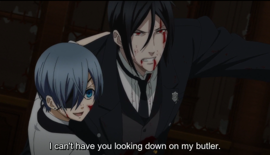 kuroshitsuji-sama:  Can we just take a few seconds and pay attention on Sebastian’s face when Ciel praise him:and there:This smile will kill me! And this one is my favourite,when Ciel motivates him:THIS!He never had a bond with anyone like with Ciel ,and