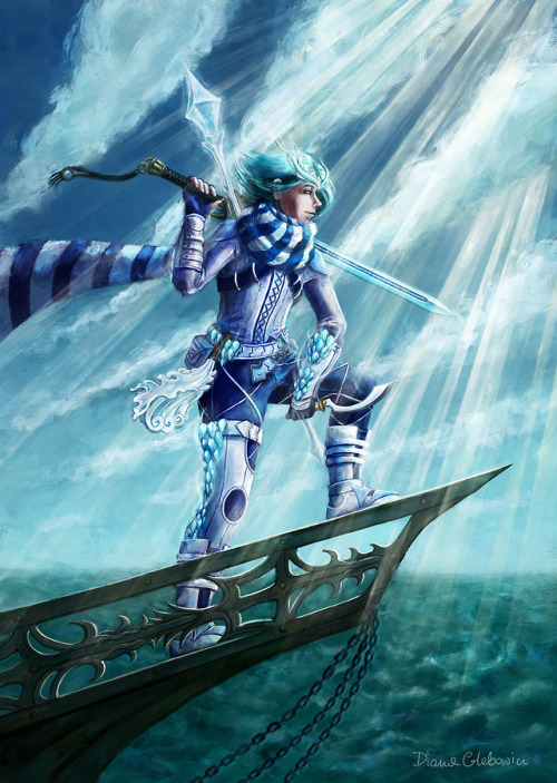 Crystion HonourWas a lot of fun to paint this commission of an adventurous elementalist. 