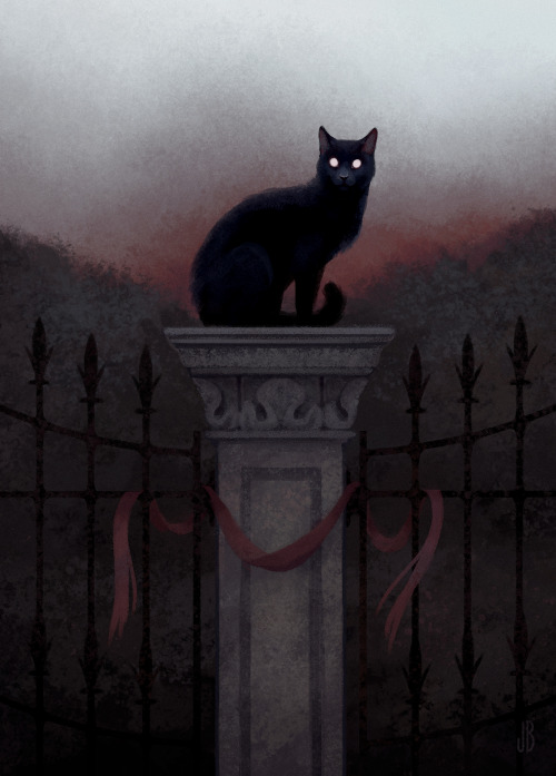 dappermouth:Your silent watcher stops to wait atop the cemetery gate.