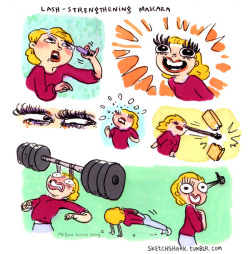 sketchshark:  How I would advertise lash-strengthening mascara. [tumblr | instagram] 