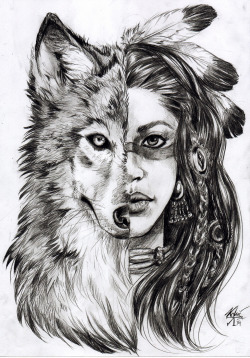 tclockwork:  Wolf Spirit This was a Tattoo-Commission :)