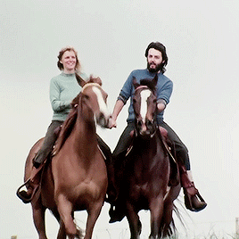 Paul And Linda McCartney With Their Horses