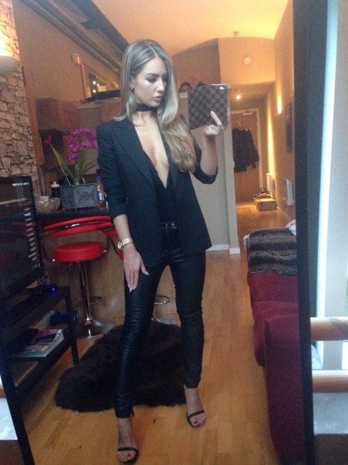Blazer - Zara Plunge body - Missguided Leather pants - H&M Heels - New look Instagram - gabriell