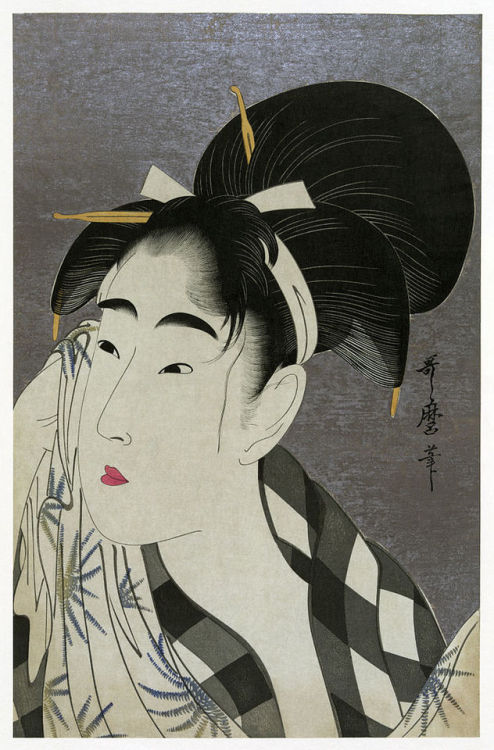 Woman Wiping Sweat, Kitagawa Utamaro, 1798
