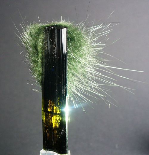 Epidote covered in Byssolite - Austria