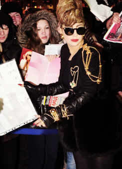 ladyxgaga:  Photos of Gaga signing autographs for fans in Russia earlier today. 