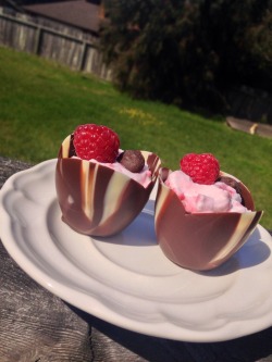 afternoonapocalypse:  Look at what I made! Not the cups, but the cream inside. They were delightful. 