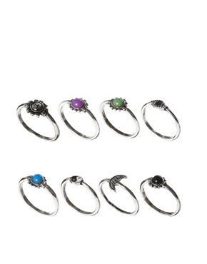 ASOS 90s Mixed Stone Ring Multipack @Asos