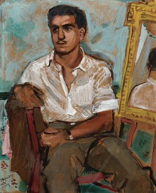 Beyond-The-Pale:  Portrait Of Seated Man, 1947 Yannis Tsarouchis  Henry Miller Fine