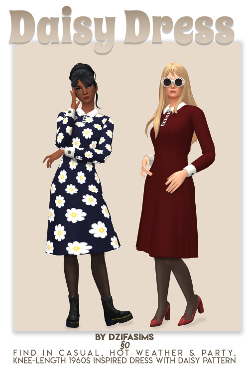 DAISY DRESSa 1960s inspired dress with daisy overlay in sleeved and unsleeved versions-BGC-20 swatch