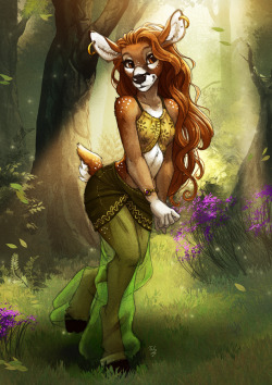 tas-draws: A nice doe out in the peaceful forest! Summer is nice, but because of the heat this took me a week to finish. x_x Tools used:- Wacom Cintiq 12WX- Photoshop CC 2018 