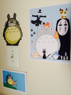 seansoo:  hanging up more studio ghibli stuff to make my house look cuter ☺️ 