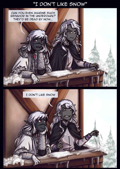raveniaworld:  When two grumpy drow meets :v Featuring a special guest, Zireath! And yes, that&rsquo