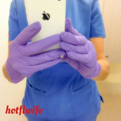 hotflwife:  Let’s try some with gloves on. Now what should come off?  Everything else  woohoo