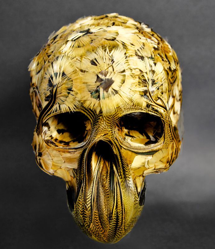 asylum-art:  Laurence Le Constant: Feather skulls After studying applied arts with