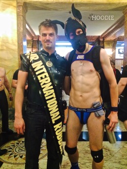 puphoodie:  With the wonderful Mr. International Rubber, Max in the lobby of the IML host hotel.  I think we look pretty good together ;)Find me on Twitter here!