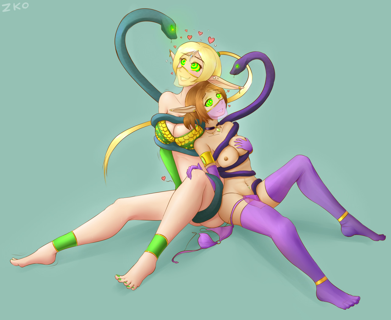 missbunnybun:  lewd-zko:Hypnotized harem elves. These commissions spanned pretty