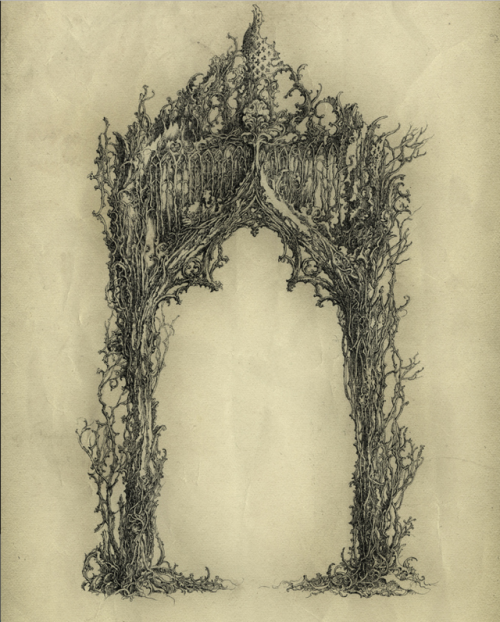 clavicle-moundshroud:Arch ☾by Yaroslav Gerzhedovich, ink on paper, slightly processed, 18 x 12 cm, 2
