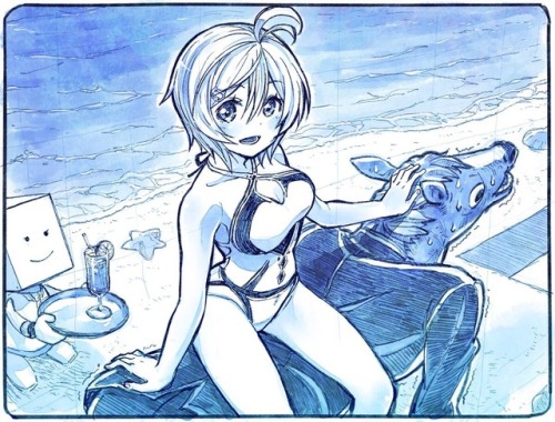 sakino_shingetu: &ldquo;水着シロちゃんと馬。昨日大ラフで力尽きた絵を整えた #siroart #ばあちゃる t.co/qG1dBCB7yE&rd