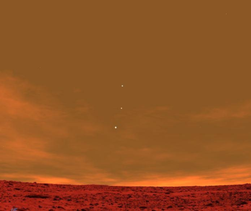 photos-of-space:Earth, Jupiter, and Venus seen from Mars