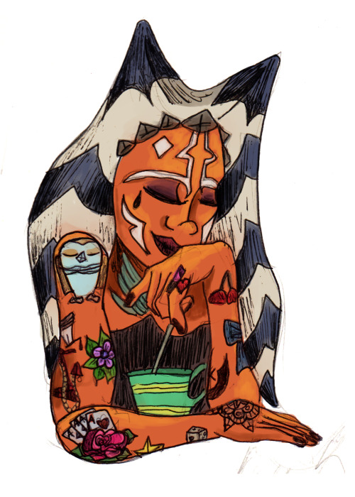 consider: ahsoka with old school tattoos