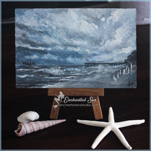 The Storm Rolls InGouache on gessoboard. $30 at ARTISTKAE.COM ~ includes the mini easel and the orig