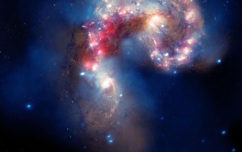 Antennae Galaxies - Chandra Hubble Spitzer [3 Telescope View]