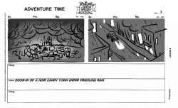 littleduke:somehow i haven’t posted those ones!in autumn i got a great offer - to try to storyboard some Adventure Time! so i made a little parody on noir movies and on “The Maltese Falcon” in particular (my story was called “The Malteser Penguin”